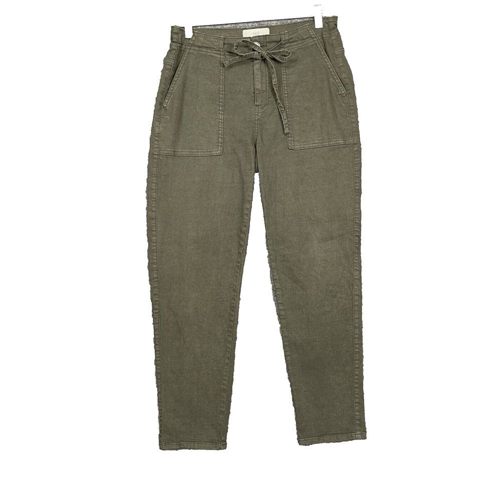 BKE Pants Womens 27 Green Olive Army Drawstring Belt Lightweight‎ Cotton Blend